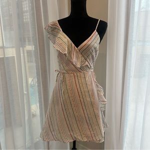 Do Be White Ruffle Striped dress